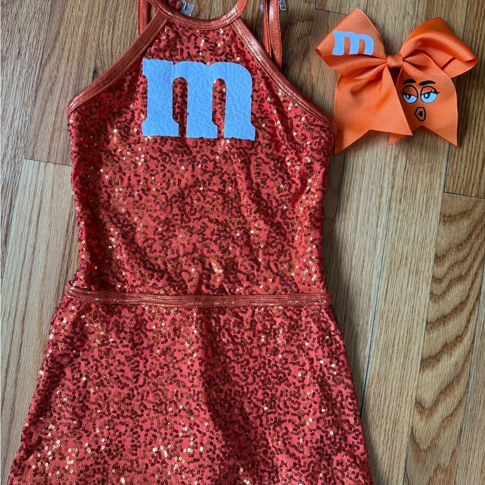 Orange Sequin M&M Kids Costume